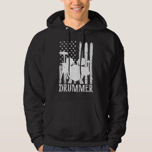 Funny Drummer Art for Men Drum Set Drumming Hoodie