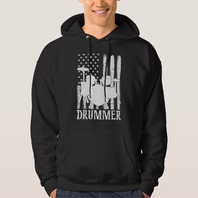 Funny Drummer Art for Men Drum Set Drumming Hoodie (Vorderseite)