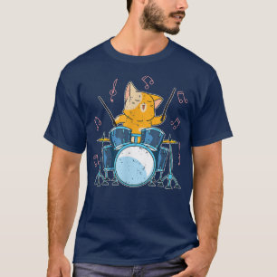 Funny Drummer Cat Schlagzeug Music Drum Set Drumst T-Shirt