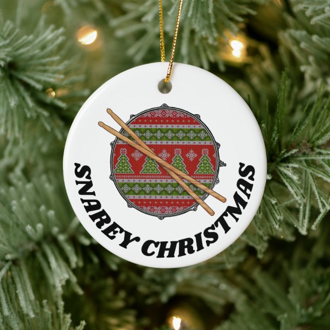 Funny Drummer Christmas Rock & Roll Musician Drum Keramik Ornament (Baum)