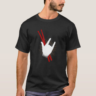 Funny Drummer Drum Sticks Rock & Roll Hand Horns G T-Shirt