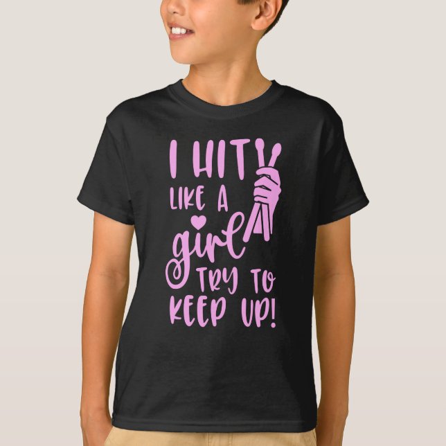 Funny Drummer Girl T-Shirt (Vorderseite)