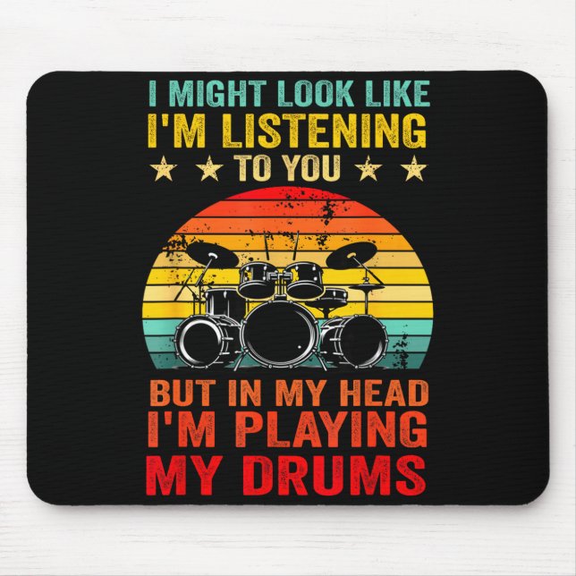 Funny Drummer Men Women Drumline Drumming Musical  Mousepad (Vorne)