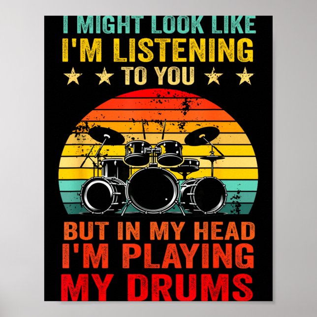 Funny Drummer Men Women Drumline Drumming Musical  Poster (Vorne)
