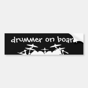 Funny Drummer on Board Drum Kit Drumming Musiker Autoaufkleber