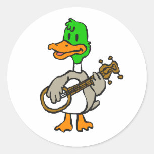 Funny duce spielt Banjo Hintergrundfarbe auswähl Runder Aufkleber