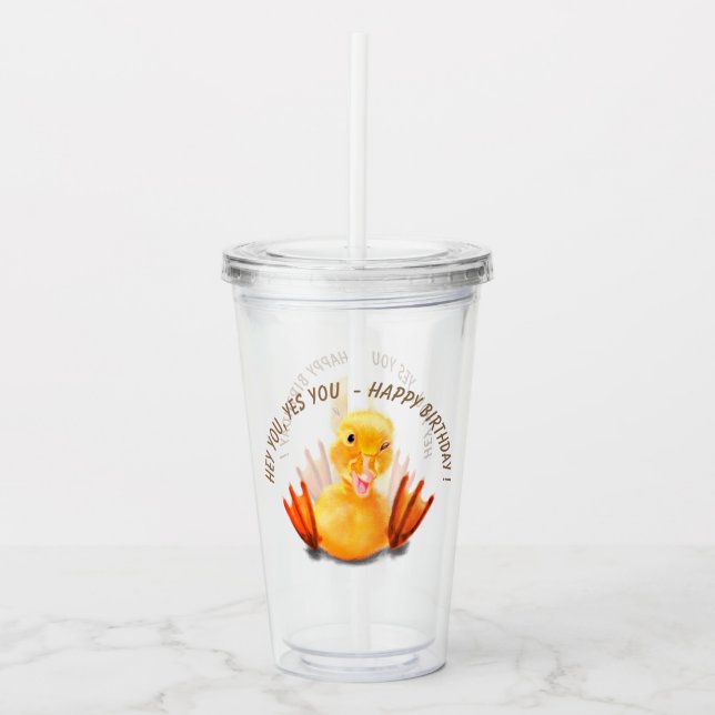 Funny Duck Birthday Acrylic Tumbler Acryltrinkbecher (Vorderseite)