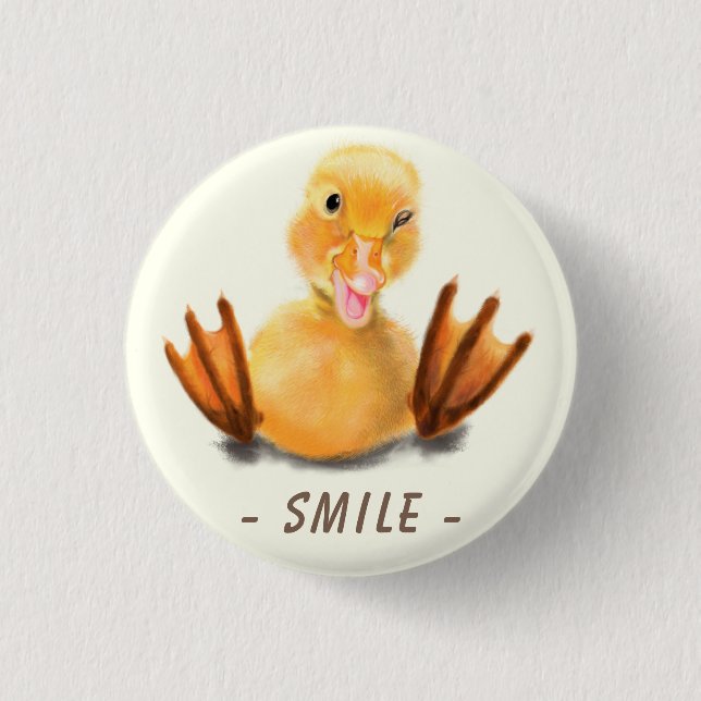 Funny Duck Button Smlie - Benutzerdefinierter Text (Vorderseite)
