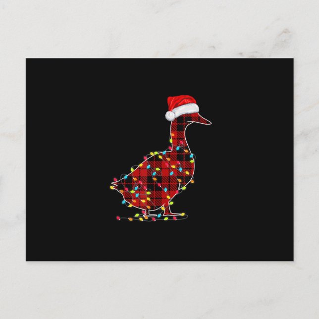 Funny Duck Christmas Light Red Kariert Matching Postkarte (Vorderseite)
