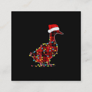 Funny Duck Christmas Light Red Kariert Matching Quadratische Visitenkarte