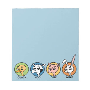 FUNNY DUCK COW PIG UND RABBIT NOTEPAD NOTIZBLOCK