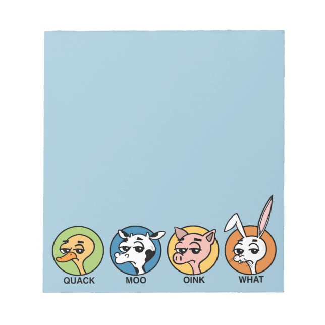 FUNNY DUCK COW PIG UND RABBIT NOTEPAD NOTIZBLOCK (Vorderseite)