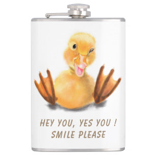 Funny Duck Flask Smile - Benutzerdefinierter Text Flachmann