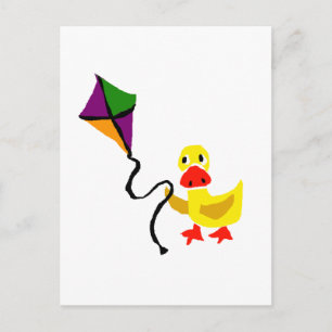 Funny Duck Flying Colorful Kite Postkarte