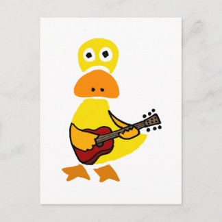 Funny Duck Gitarre spielen Primitive Art Postkarte