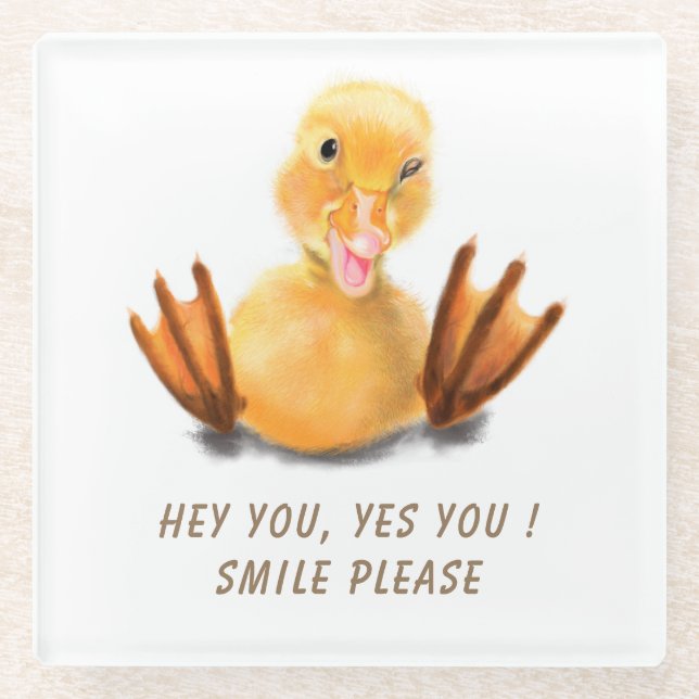 Funny Duck Glass Untersetzer Smile - Benutzerdefin (Vorderseite)