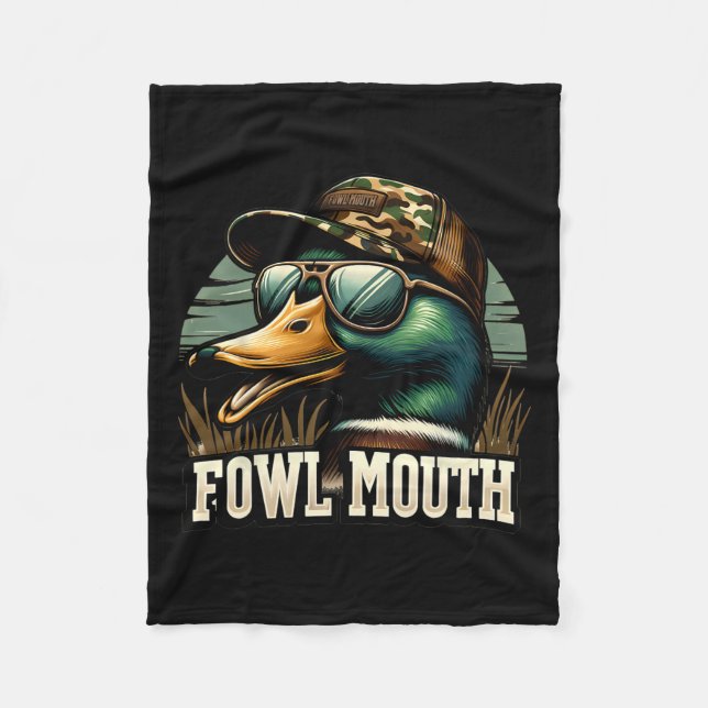 Funny Duck Hunter Shirt Fowl Mouth Duck Jagd Go Fleecedecke (Vorderseite)