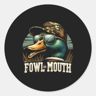 Funny Duck Hunter Shirt Fowl Mouth Duck Jagd Go Runder Aufkleber