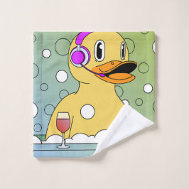 Funny Duck in Bubbles Waschlappen