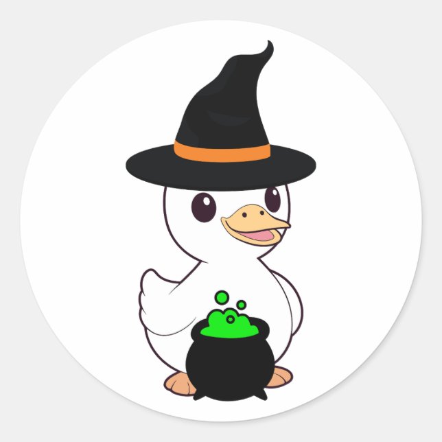 Funny Duck ist eine Hexe Runder Aufkleber (Vorderseite)