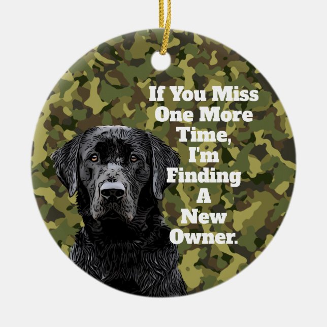 Funny Duck Jagd Black Lab Camouflage Weihnachten Keramik Ornament (Vorne)