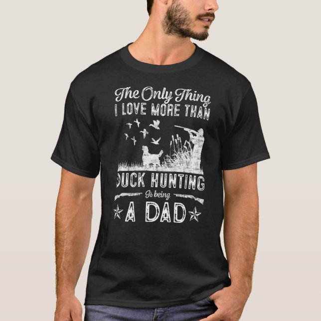 Funny Duck Jagd mit Vater Hunde Geschenk für Ente  T-Shirt (Vorderseite)