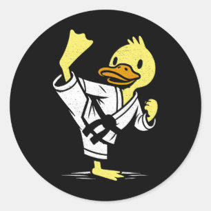 Funny Duck Karate Martial Arts Memes Co. Runder Aufkleber