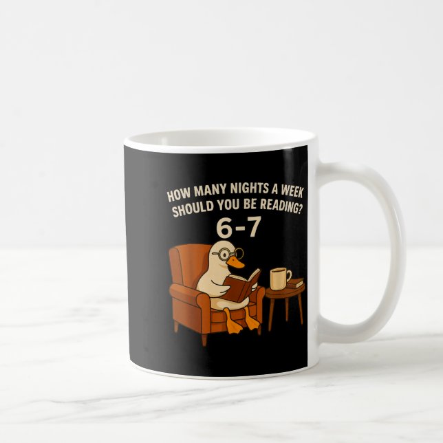 Funny Duck Reading Book 67 Six Seven Meme  Kaffeetasse (Rechts)