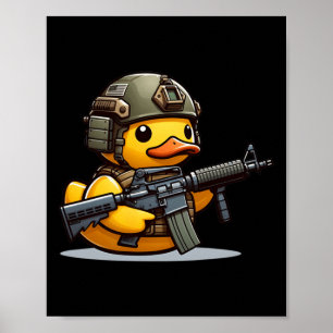 Funny Duck Tactical Rubber Duck Miliary Yellow Du Poster