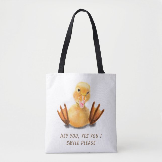 Funny Duck Tote Bag - Benutzerdefinierter Text (Vorderseite)