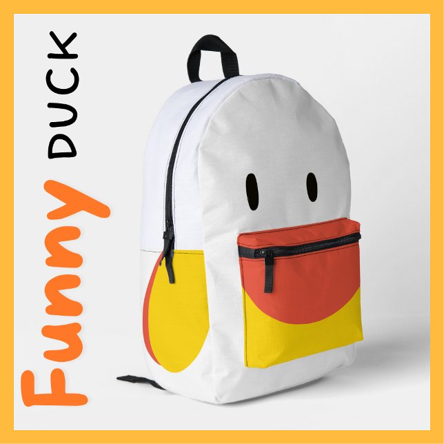Funny Duck White Orange Yellow Süße Tier Bedruckter Rucksack (Von Creator hochgeladen)