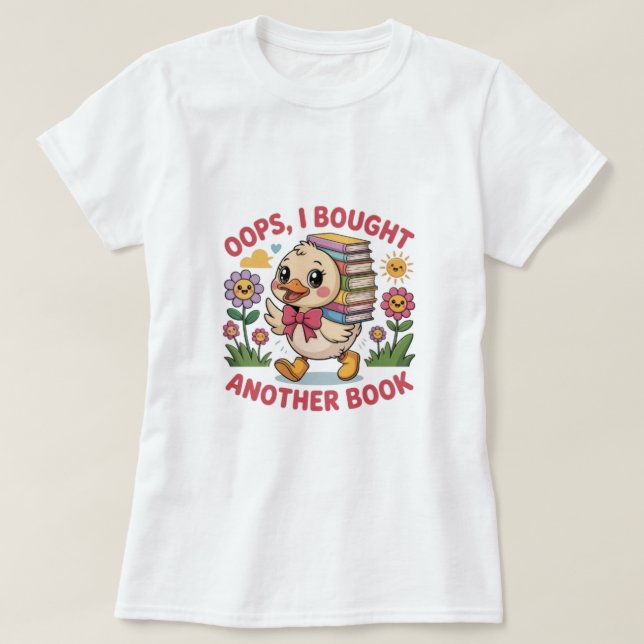 Funny Duck with Books – Book Lover Gift T-Shirt (Design vorne)