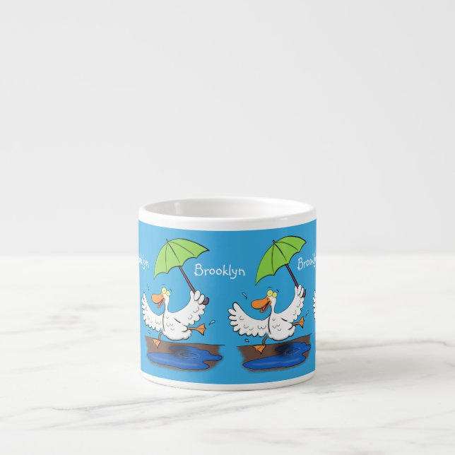 Funny duck with umbrella dancing cartoon espressotasse (Vorderseite)