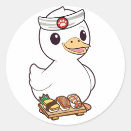 Funny ducs ist ein Sushi-Koch Runder Aufkleber