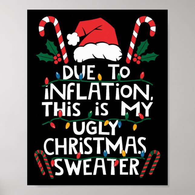 Funny Due To Inflation Ugly Christmas Sweaters For Poster (Vorne)