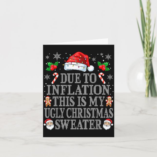 Funny Due To Inflation Ugly Christmas Sweaters Men Karte (Vorderseite)