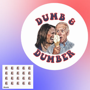 Funny Dumb und Dumber Biden Harris Cartoon Runder Aufkleber