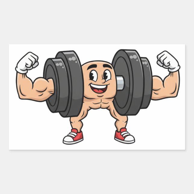 Funny Dumbbell Cartoon Flexing Sticker (Vorderseite)