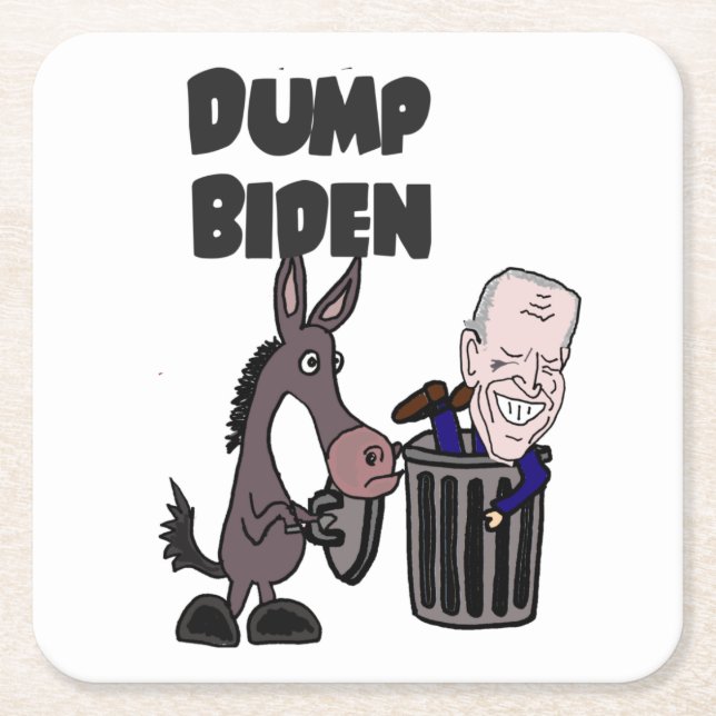 Funny Dump Joe Biden Cartoon Rechteckiger Pappuntersetzer (Vorderseite)