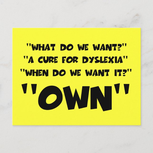 Funny dyslexisch postkarte (Vorderseite)