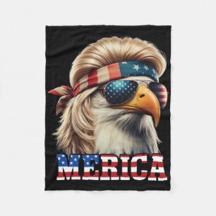 Funny Eagle Merica 4. Juli Blonde Wig Mullet Funn Fleecedecke