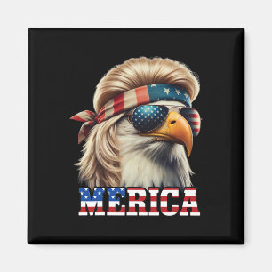 Funny Eagle Merica 4. Juli Blonde Wig Mullet Funn Magnet