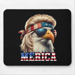 Funny Eagle Merica 4. Juli Blonde Wig Mullet Funn Mousepad