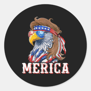 Funny Eagle Mullet 4. Juli US-amerikanische Flagge Runder Aufkleber