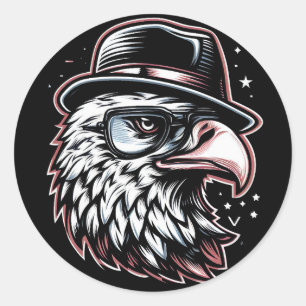 Funny Eagle Runder Aufkleber