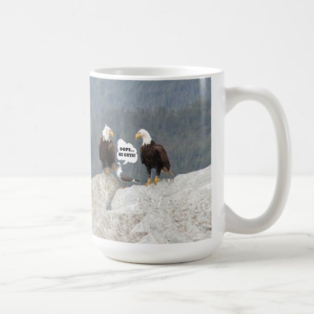 Funny Eagles und Seagull Classic Weiße Tasse (Rechts)