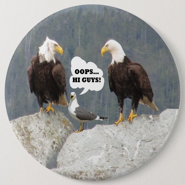Funny Eagles und Seagull Round Button Back Button (Vorderseite)