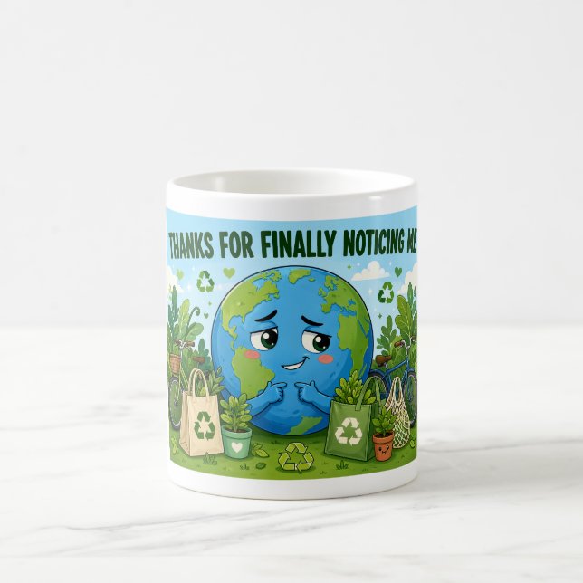 Funny Earth Day Eco Planet Kaffeetasse (Mittel)