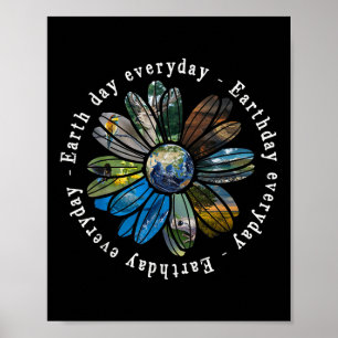 Funny Earth Day Jeden Sonnenblumen Erde Tier Lo Poster
