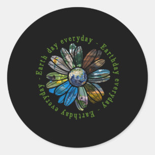 Funny Earth Day Jeden Sonnenblumen Erde Tier Lo Runder Aufkleber